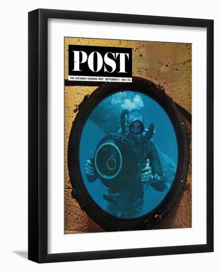 "Sealab Diver," Saturday Evening Post Cover, September 5, 1964-Robert Barth-Framed Giclee Print