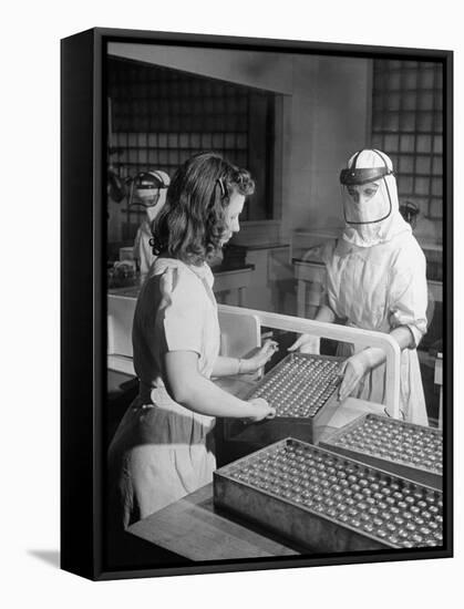 Sealed Vials of Penicillin Being Passed from the Sterile Production Room to Packaging Room-Fritz Goro-Framed Stretched Canvas