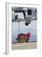 Seaman Hooks a Pallet to an Mh-60S Sea Hawk Helicopter-null-Framed Photographic Print