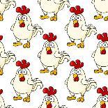 Cute Little Fat Cartoon Chicken Seamless Pattern-seamartini-Art Print