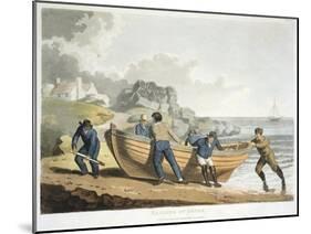 Seamen Hauling a Clinker-Built Dinghy Up onto the Shore, 1821-null-Mounted Giclee Print