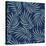 Seamless Abstract Floral Pattern from Watercolor Painted Palm Leaf Silhouette on a Dark Indigo Blue-L Kramer-Stretched Canvas