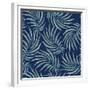 Seamless Abstract Floral Pattern from Watercolor Painted Palm Leaf Silhouette on a Dark Indigo Blue-L Kramer-Framed Premium Giclee Print