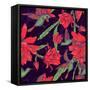 Seamless Background Flowers and Hummingbirds-Varvara Kurakina-Framed Stretched Canvas