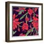 Seamless Background Flowers and Hummingbirds-Varvara Kurakina-Framed Art Print