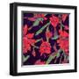 Seamless Background Flowers and Hummingbirds-Varvara Kurakina-Framed Art Print