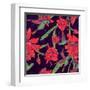 Seamless Background Flowers and Hummingbirds-Varvara Kurakina-Framed Art Print