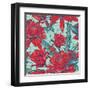 Seamless Background Flowers and Hummingbirds-Varvara Kurakina-Framed Art Print