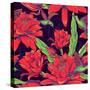 Seamless Background Flowers and Hummingbirds-Varvara Kurakina-Stretched Canvas