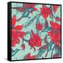 Seamless Background Flowers and Hummingbirds-Varvara Kurakina-Framed Stretched Canvas