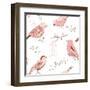 Seamless Background Made of Cute Hand-Drawn Bird Doodles-Alisa Foytik-Framed Art Print