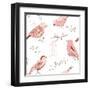 Seamless Background Made of Cute Hand-Drawn Bird Doodles-Alisa Foytik-Framed Art Print