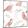 Seamless Background Made of Cute Hand-Drawn Bird Doodles-Alisa Foytik-Mounted Art Print