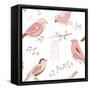 Seamless Background Made of Cute Hand-Drawn Bird Doodles-Alisa Foytik-Framed Stretched Canvas