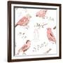 Seamless Background Made of Cute Hand-Drawn Bird Doodles-Alisa Foytik-Framed Art Print