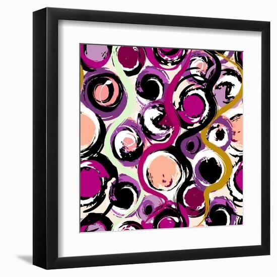 Seamless Background Pattern, with Circles and Strokes, Grungy-Kirsten Hinte-Framed Art Print