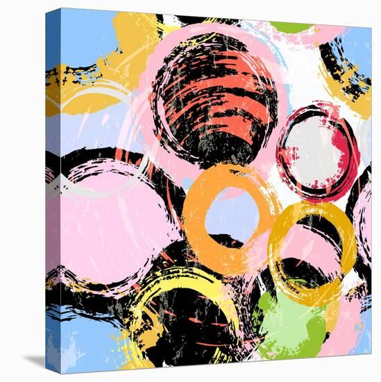 Seamless Background Pattern, with Circles, Paint Strokes and Splashes-Kirsten Hinte-Stretched Canvas