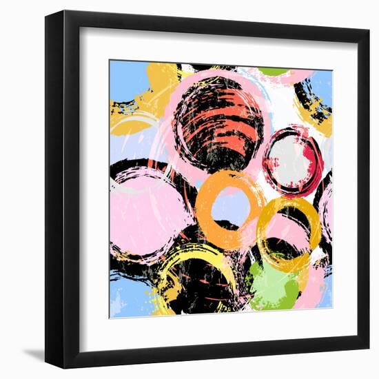 Seamless Background Pattern, with Circles, Paint Strokes and Splashes-Kirsten Hinte-Framed Art Print