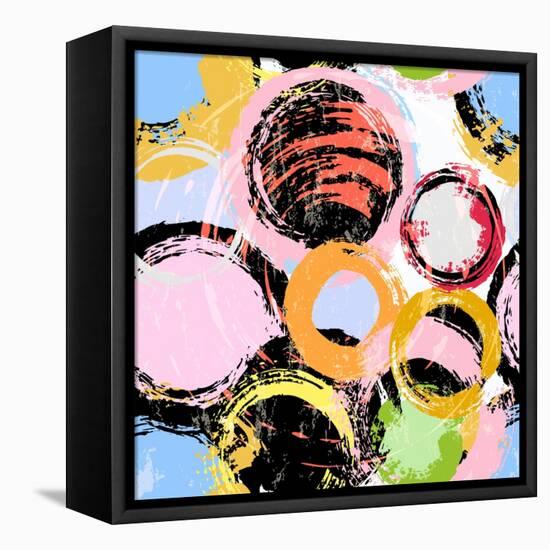 Seamless Background Pattern, with Circles, Paint Strokes and Splashes-Kirsten Hinte-Framed Stretched Canvas