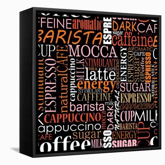 Seamless Background With Coffee Tags-seamartini-Framed Stretched Canvas
