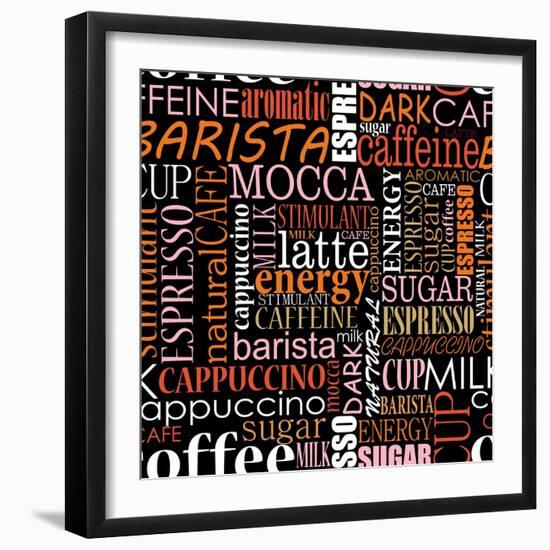 Seamless Background With Coffee Tags-seamartini-Framed Art Print