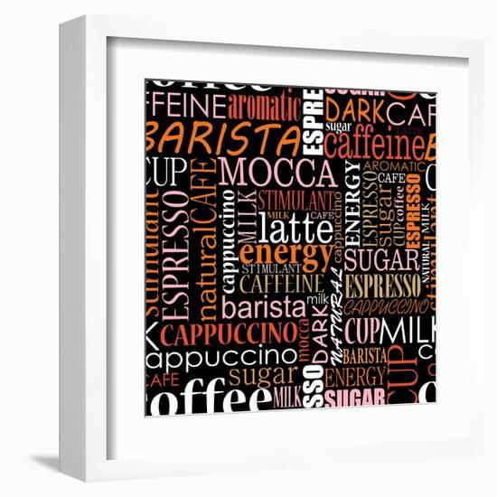 Seamless Background With Coffee Tags-seamartini-Framed Art Print