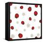 Seamless Background with Strawberry and Flower-Little_cuckoo-Framed Stretched Canvas