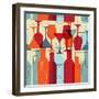 Seamless Background with Wine Bottles and Glasses. Bright Colors Wine Pattern for Web, Poster, Text-mcherevan-Framed Art Print