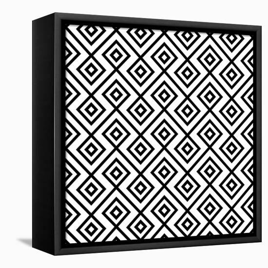 Seamless Black And White Diamonte-viviv-Framed Stretched Canvas