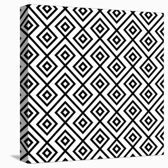 Seamless Black And White Diamonte-viviv-Stretched Canvas