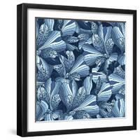 Seamless Blue Alstroemeria Flowers Background-Laduwka-Framed Art Print