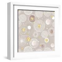 Seamless Christmas Background with Doodle Circles Randomly Distributed, Golden Foil Circles, Waterc-Nikiparonak-Framed Art Print