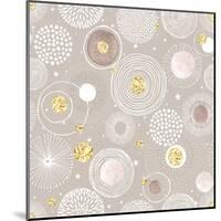 Seamless Christmas Background with Doodle Circles Randomly Distributed, Golden Foil Circles, Waterc-Nikiparonak-Mounted Art Print