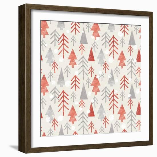 Seamless Christmas Pattern on Paper Texture. Winter Background.-Irtsya-Framed Art Print