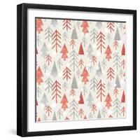 Seamless Christmas Pattern on Paper Texture. Winter Background.-Irtsya-Framed Art Print