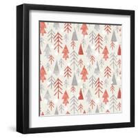 Seamless Christmas Pattern on Paper Texture. Winter Background.-Irtsya-Framed Art Print