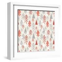 Seamless Christmas Pattern on Paper Texture. Winter Background.-Irtsya-Framed Art Print