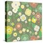 Seamless Colourful Pattern on Green Background-Rouz-Stretched Canvas