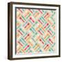 Seamless Cute Pattern with Color Kitchen Items. Vector Illustration-Magnia-Framed Art Print