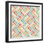 Seamless Cute Pattern with Color Kitchen Items. Vector Illustration-Magnia-Framed Art Print