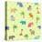 Seamless Different South Animals and Plants Pattern with Cartoon Elephant, Camel, Hippopotamus-Nataliia Vzyshnevska-Stretched Canvas