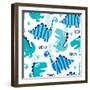 Seamless Dinosaur Pattern Vector Illustration-Larienn-Framed Art Print