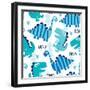 Seamless Dinosaur Pattern Vector Illustration-Larienn-Framed Art Print