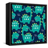 Seamless Dinosaur Pattern Vector Illustration-Larienn-Framed Stretched Canvas