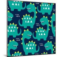 Seamless Dinosaur Pattern Vector Illustration-Larienn-Mounted Art Print