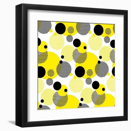 Seamless Dots Modern Pattern. White Background Geometry Circle Color Seamless Fabric Sample. Geomet-Galyna_P-Framed Art Print
