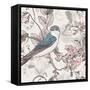 Seamless Floral Background with Bird-Varvara Kurakina-Framed Stretched Canvas