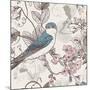 Seamless Floral Background with Bird-Varvara Kurakina-Mounted Art Print