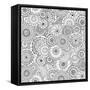 Seamless Floral Doddle Pattern and Cucumbers-null-Framed Stretched Canvas