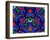 Seamless Floral Folk Pattern. Slavic European Style, Bright Colors, Dark Background. Decorative Flo-rosapompelmo-Framed Art Print